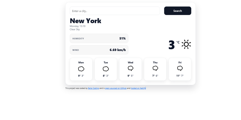 React Weather Forecast Website Screenshot